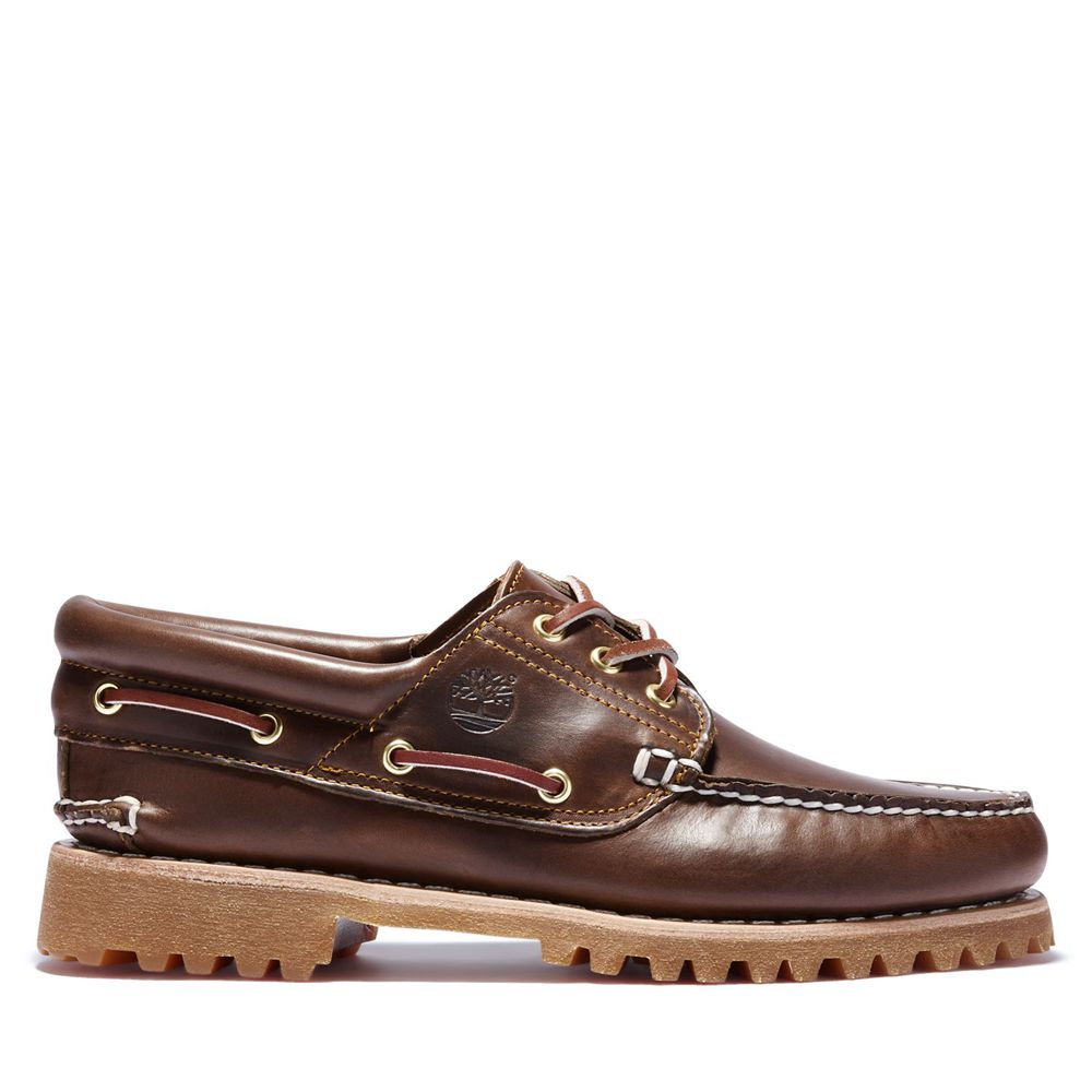 Timberland Mens Boat Shoes Icon 3-Eye Classic Handsewn Lug - Brown - India DV5489306